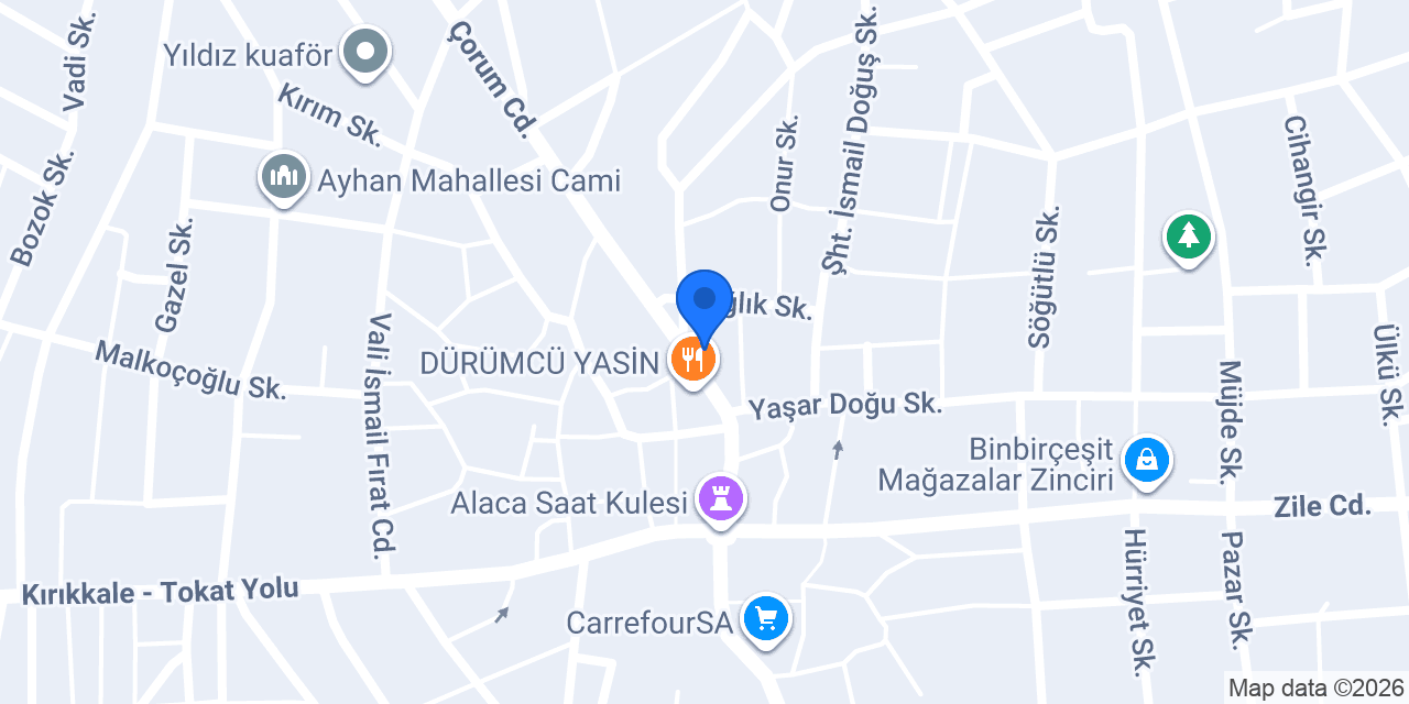 Alaca Belediyesi Durukan-sancak Şehir Hamamı konumu