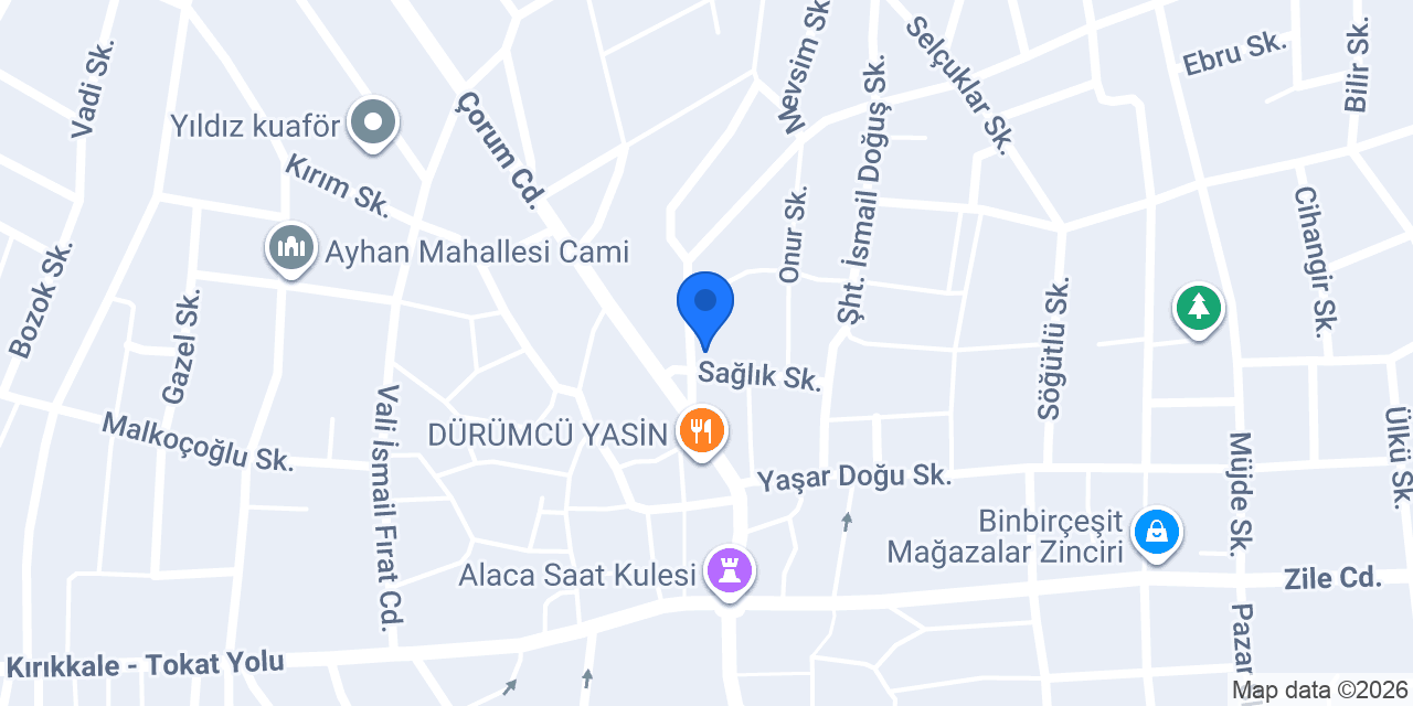 Alaca 1 Nolu Aile Sağlık Merkezi konumu