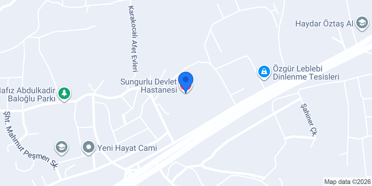 Sungurlu Devlet Hastanesi konumu