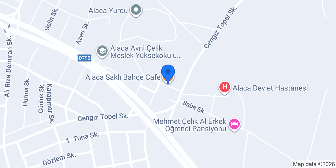 Alaca Saklı Bahçe Cafe konumu