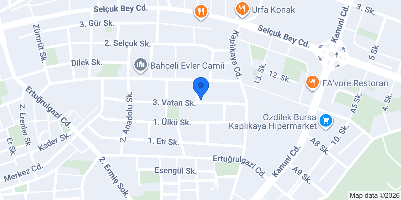 Bursa Özel Gülücük Anaokulu konumu