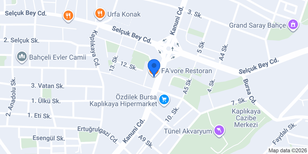 FA'vore Restoran konumu