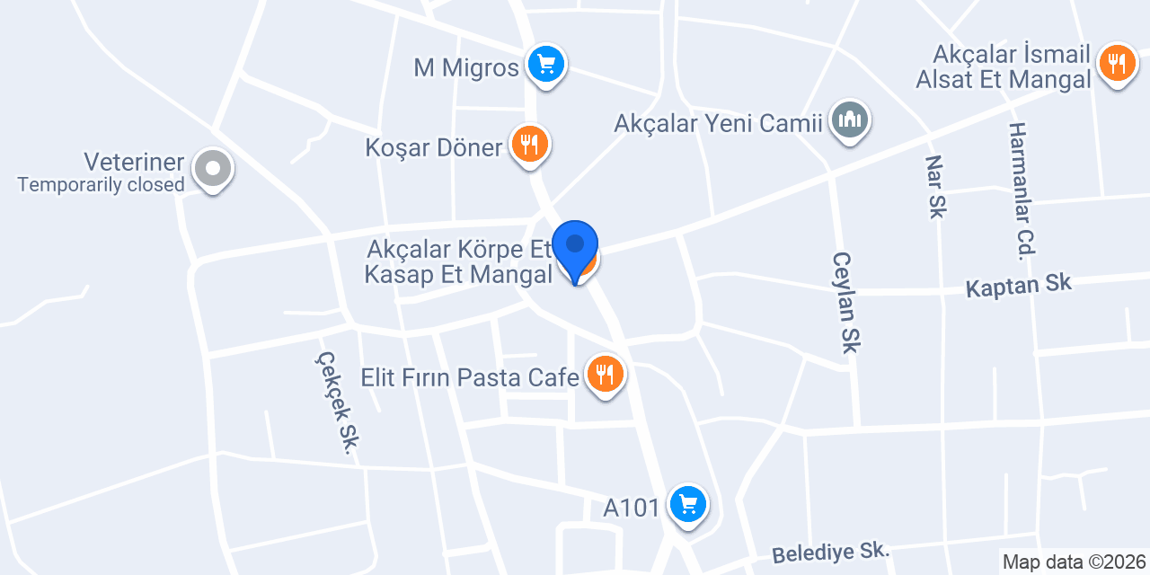 Akçalar Körpe Et Kasap Et Mangal konumu