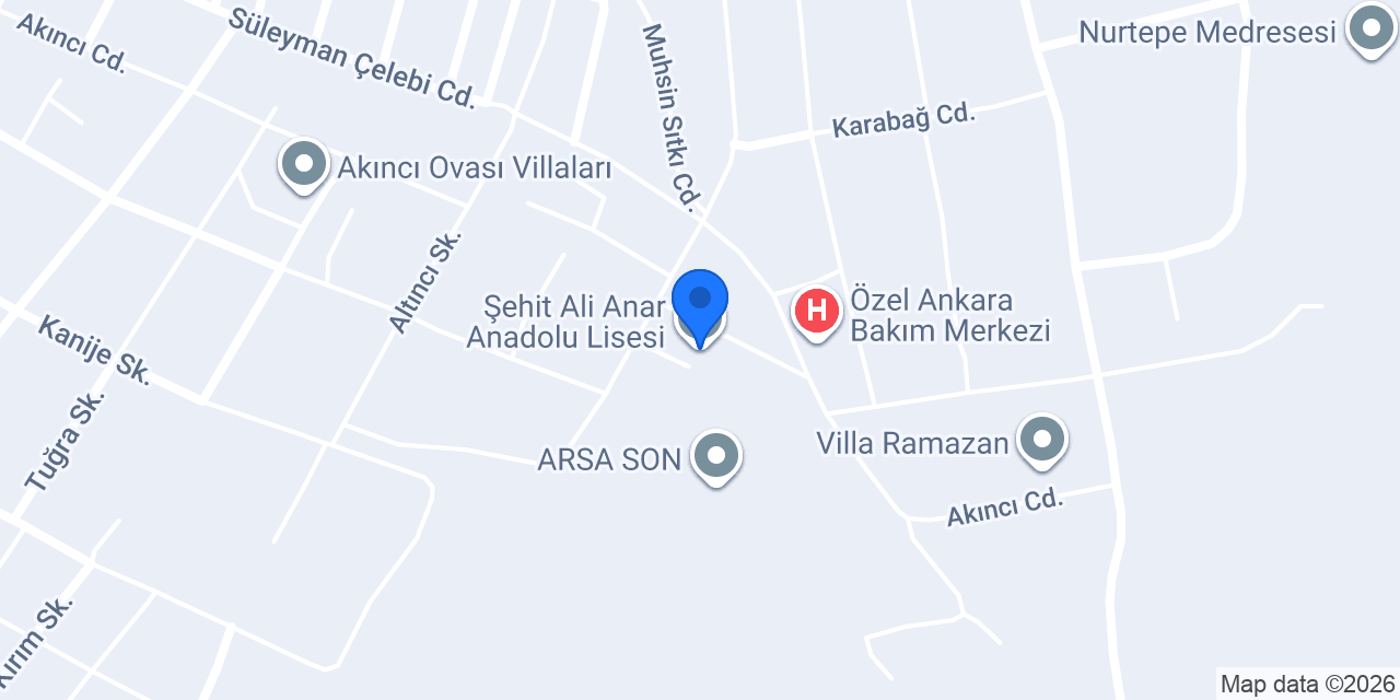 Şehit Ali Anar Anadolu Lisesi konumu