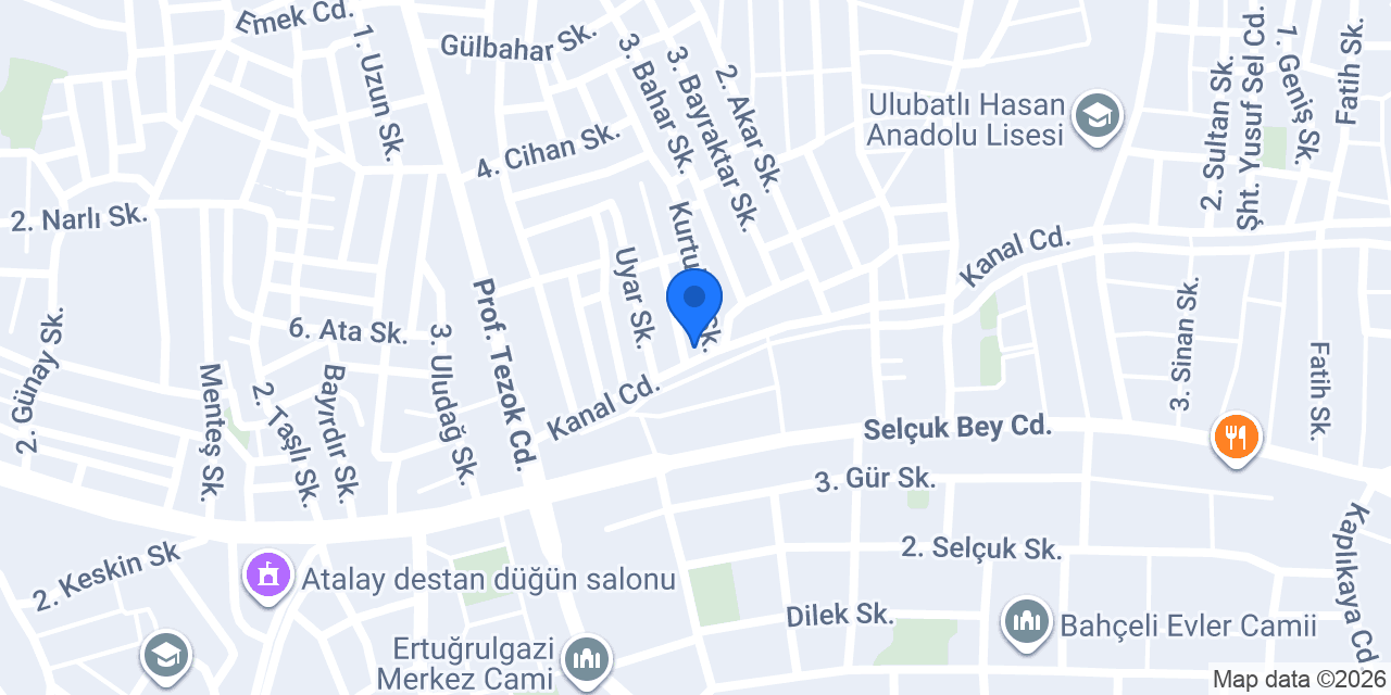 Yıldırım su tesisatçı konumu