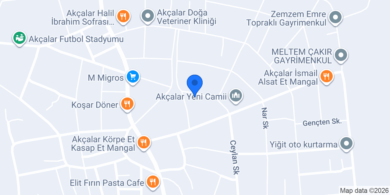 Özel Akçalar Hasbahçe Anaokulu konumu