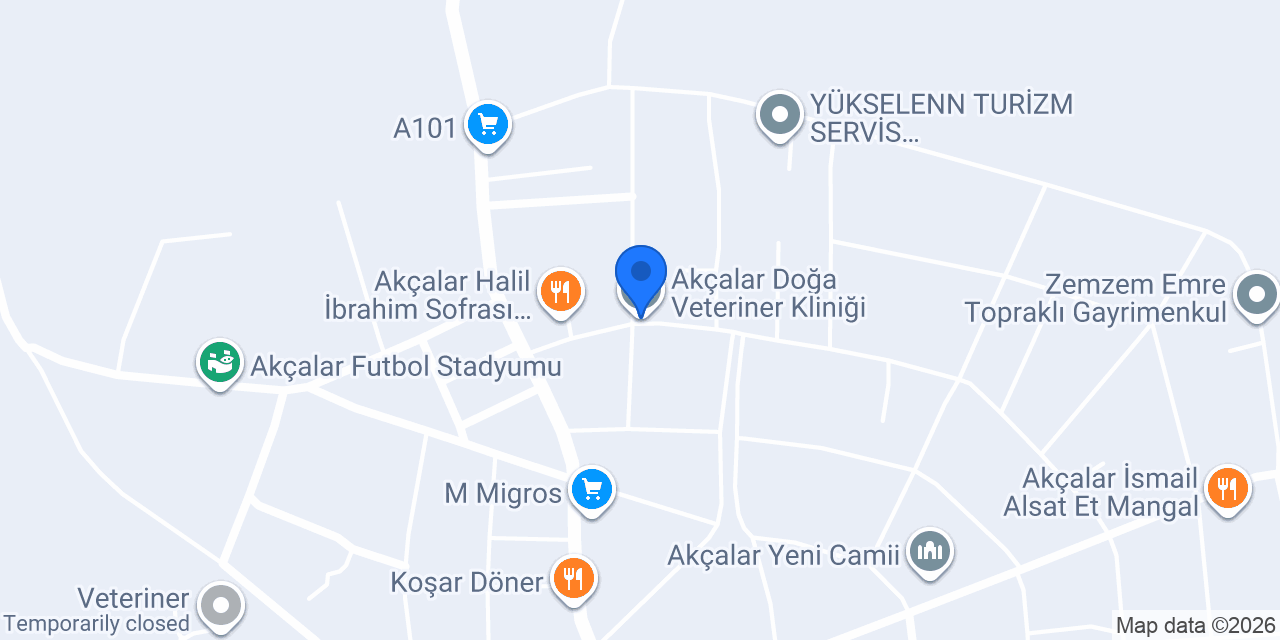 Akçalar Doğa Veteriner Kliniği konumu