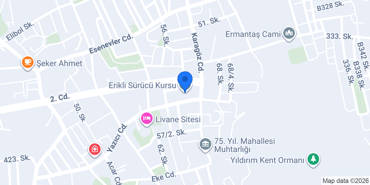 Erikli Sürücü Kursu konumu