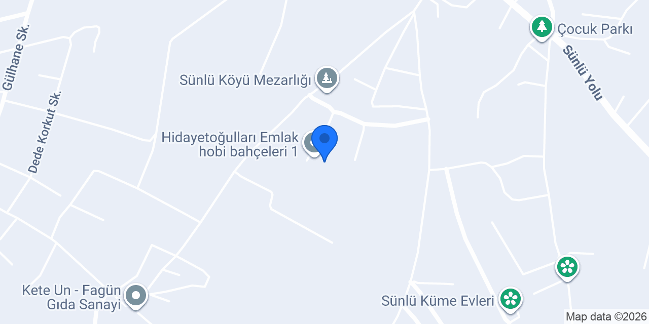 Hidayetoğulları Emlak hobi bahçeleri 1 konumu