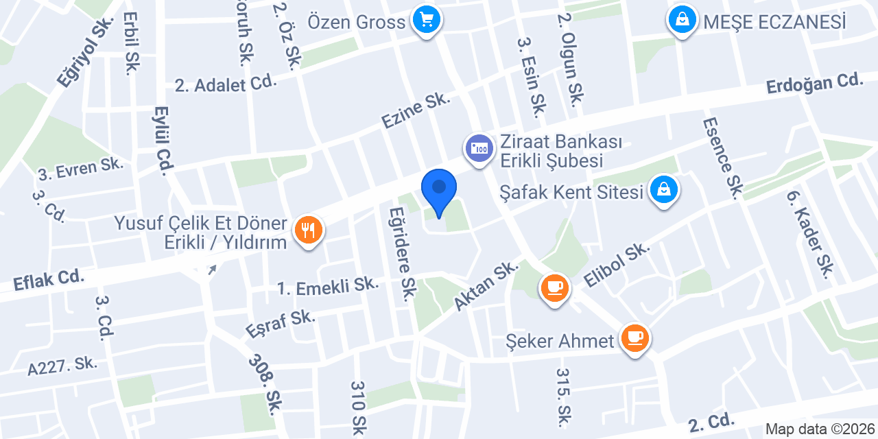 Erikli Mahallesi Muhtarlığı konumu