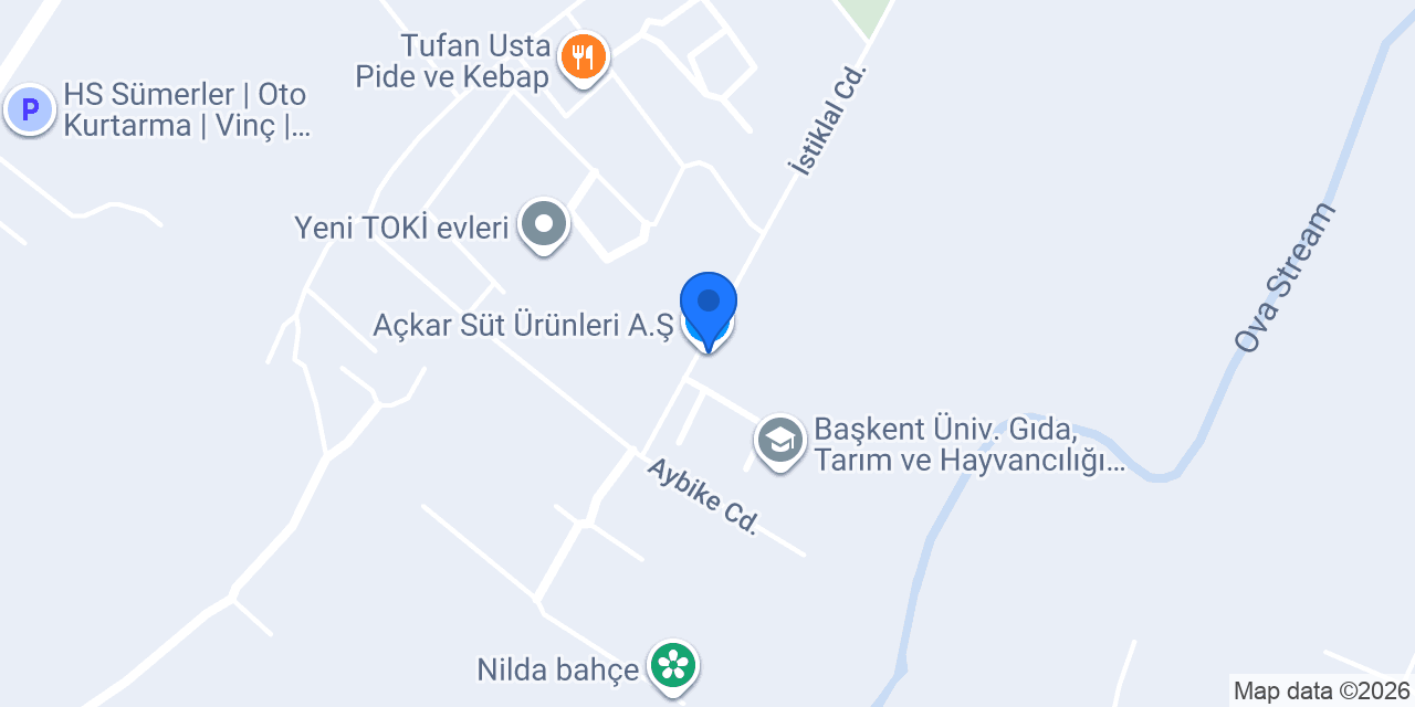 Açkar Süt Ürünleri A.Ş. konumu