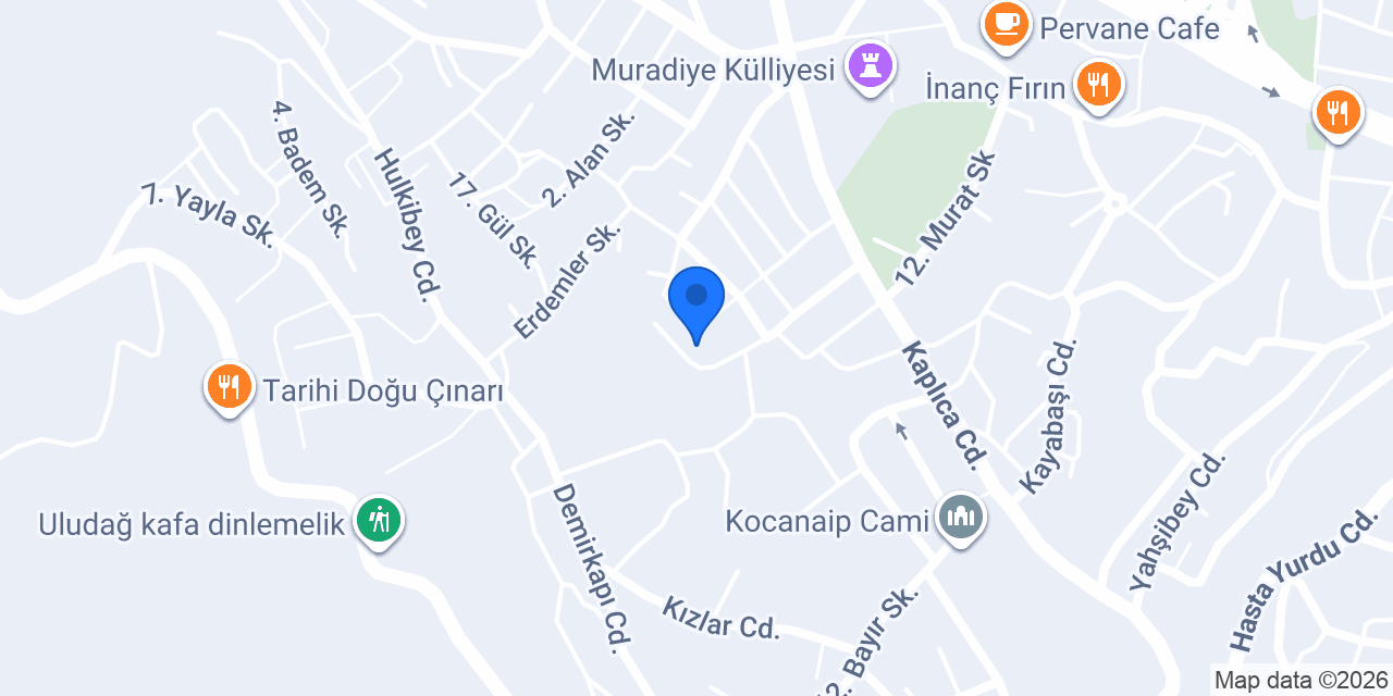 Bursa Muradiye Uygulama Oteli konumu