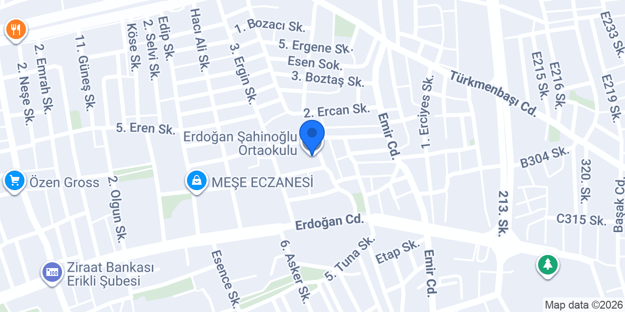 Erdoğan Şahinoğlu Ortaokulu konumu