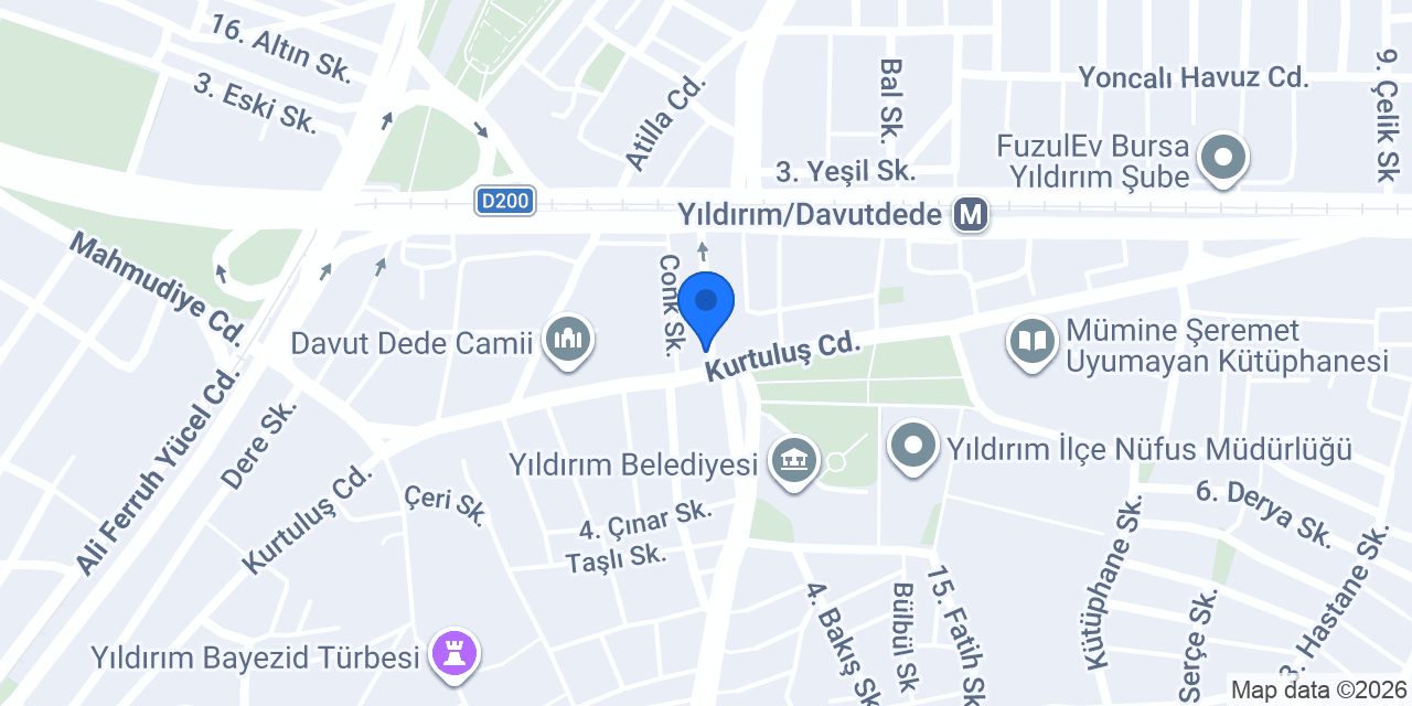 Gençosman Sürücü Kursu Yıldırım Şubesi konumu