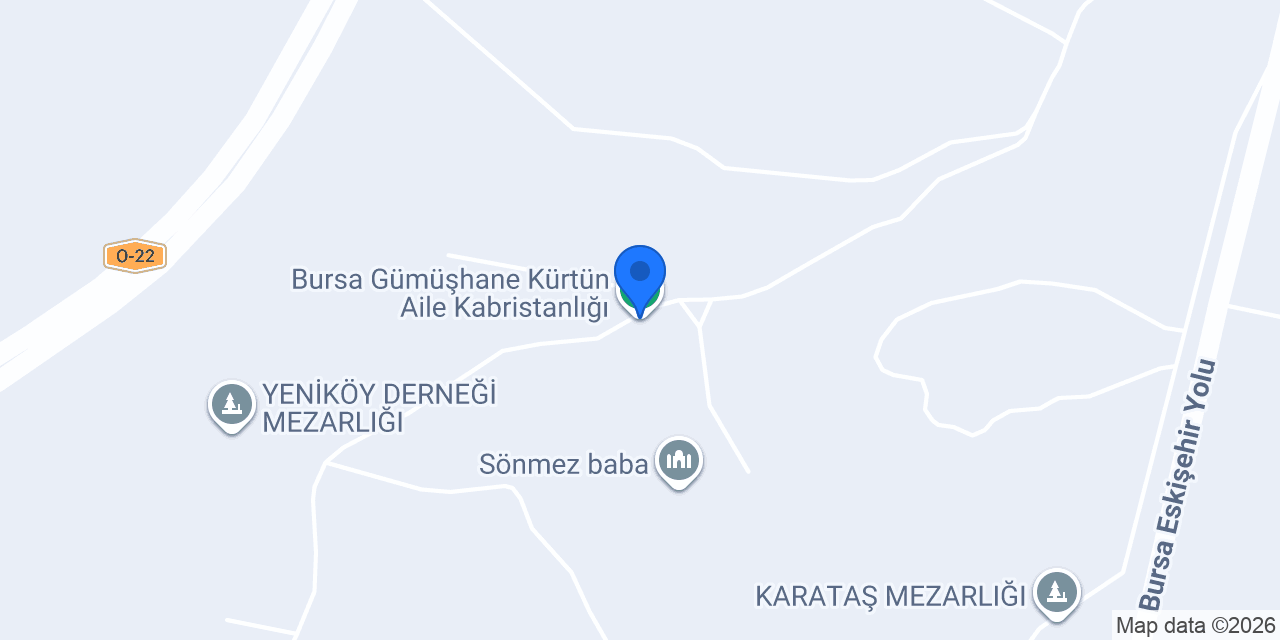 Bursa Gümüşhane Kürtün Aile Kabristanlığı konumu