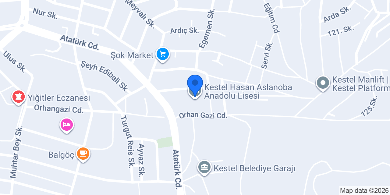 Kestel Hasan Aslanoba Anadolu Lisesi konumu