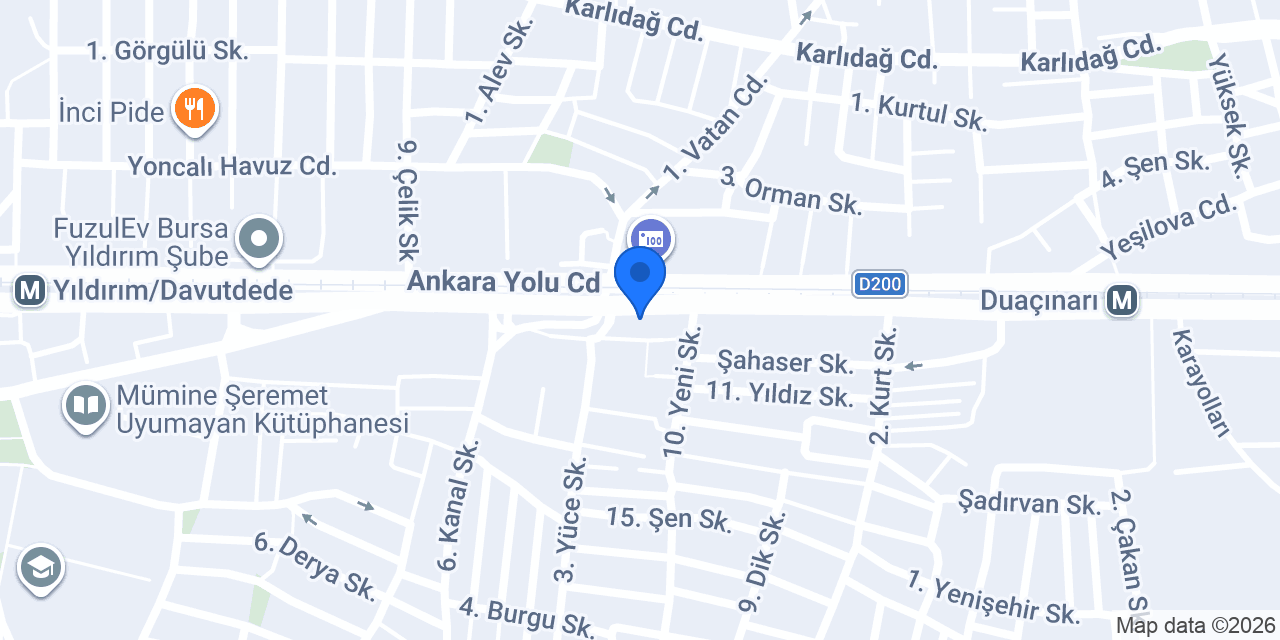 Bursa Oto Anahtar konumu