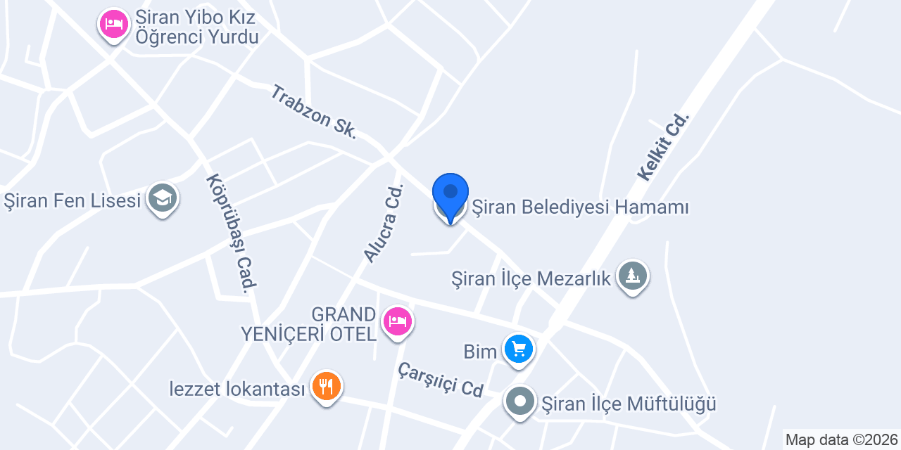 Şiran Belediyesi Hamamı konumu