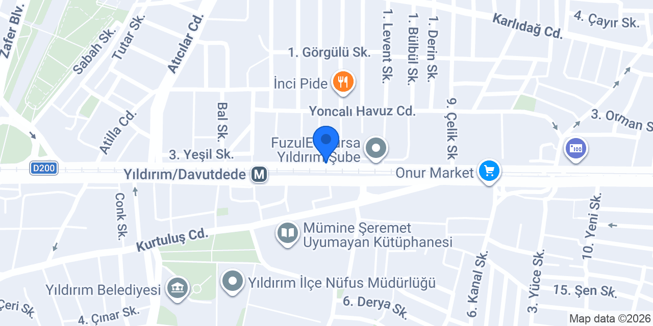 Türkiye Finans Yıldırım Şubesi konumu