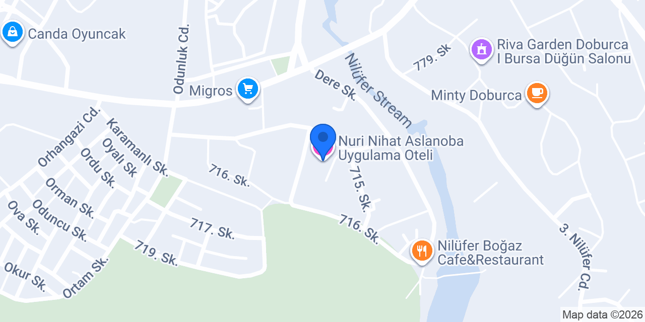 Nuri Nihat Aslanoba Uygulama Oteli konumu