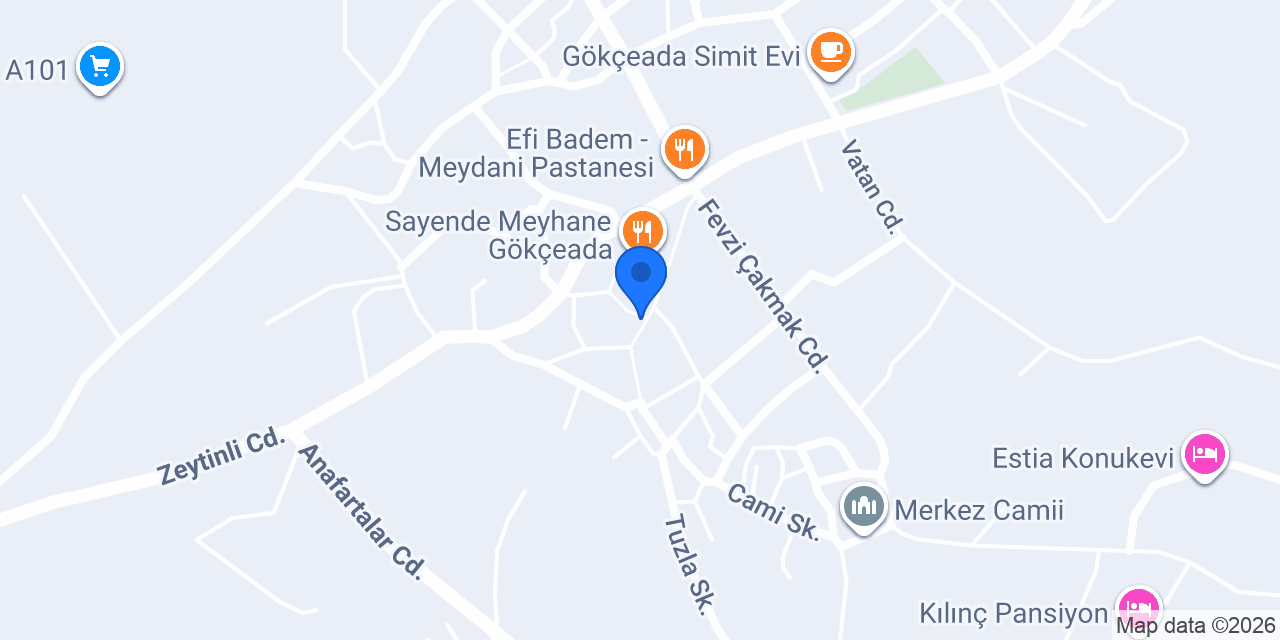 Kokina Restaurant Gökçeada konumu
