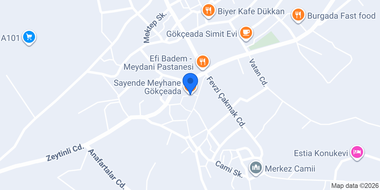 Sayende Meyhane Gökçeada konumu