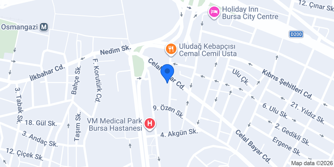 Bursa Şahin Hotel konumu