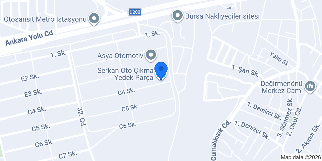 Serkan Oto Çıkma Yedek Parça konumu