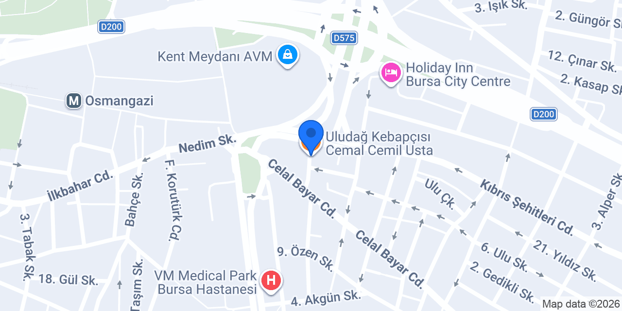 Uludağ Kebapçısı Cemal Cemil Usta konumu