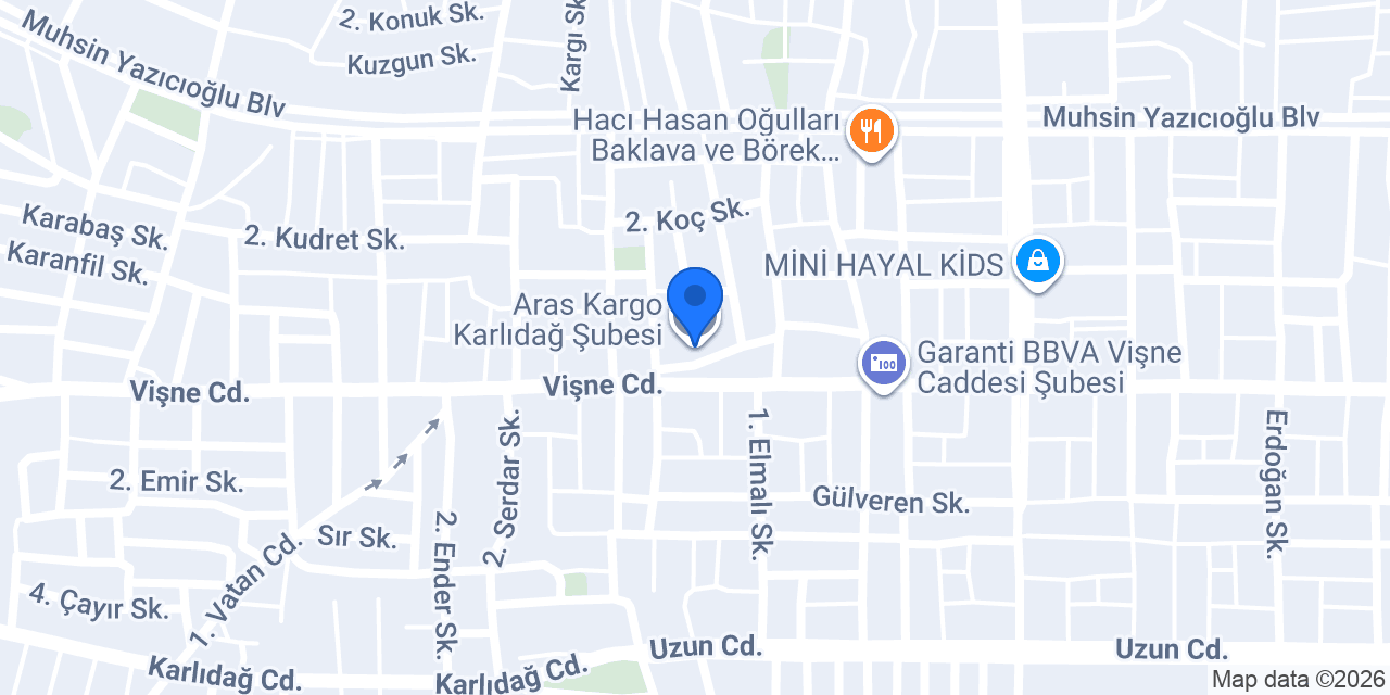 Aras Kargo Karlıdağ Şubesi konumu