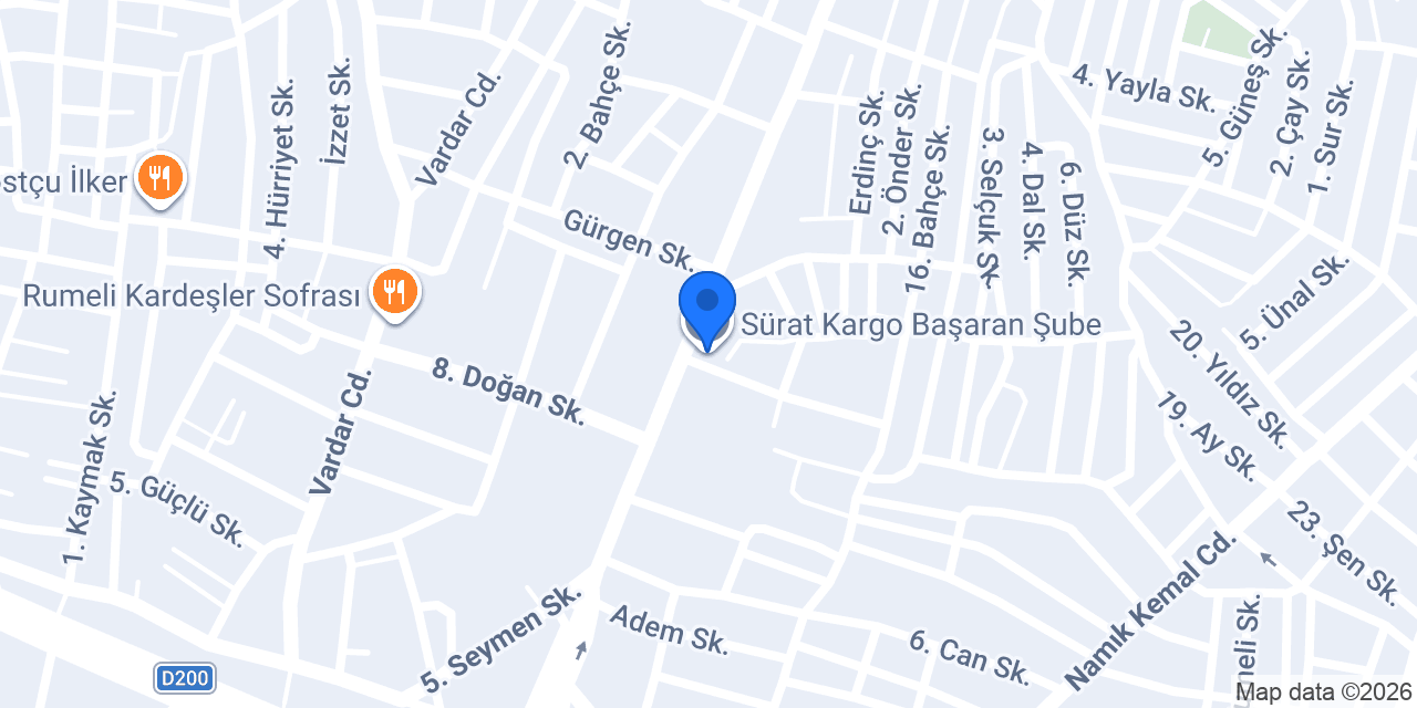 Sürat Kargo Başaran Şube konumu