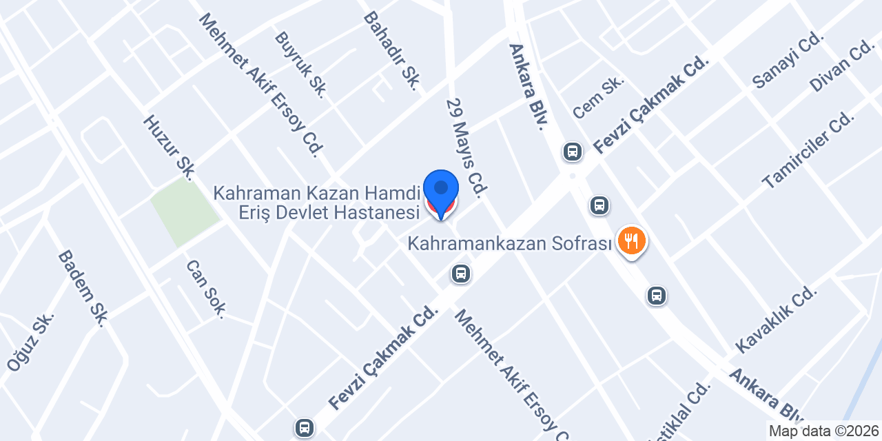 Kahraman Kazan Hamdi Eriş Devlet Hastanesi konumu