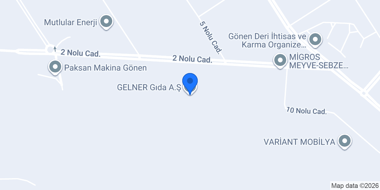 GELNER Gıda A.Ş. konumu