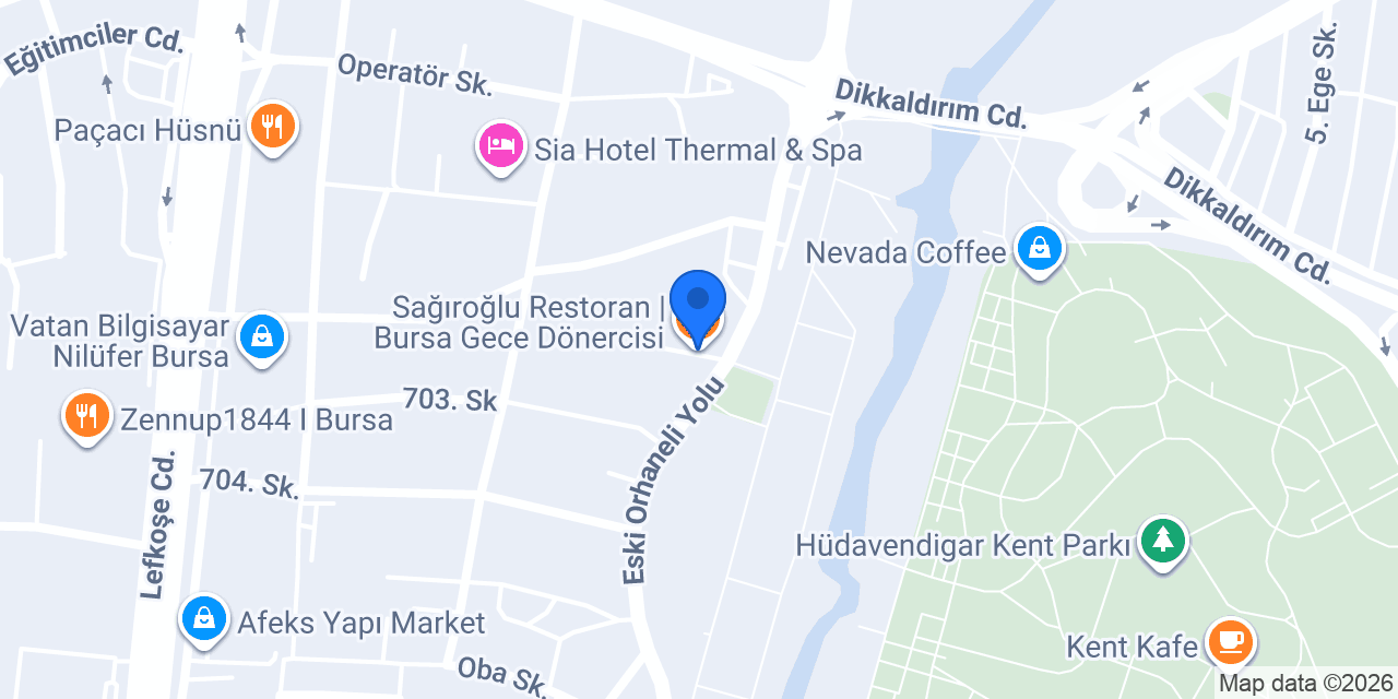 Sağıroğlu Restoran | Bursa Gece Dönercisi konumu