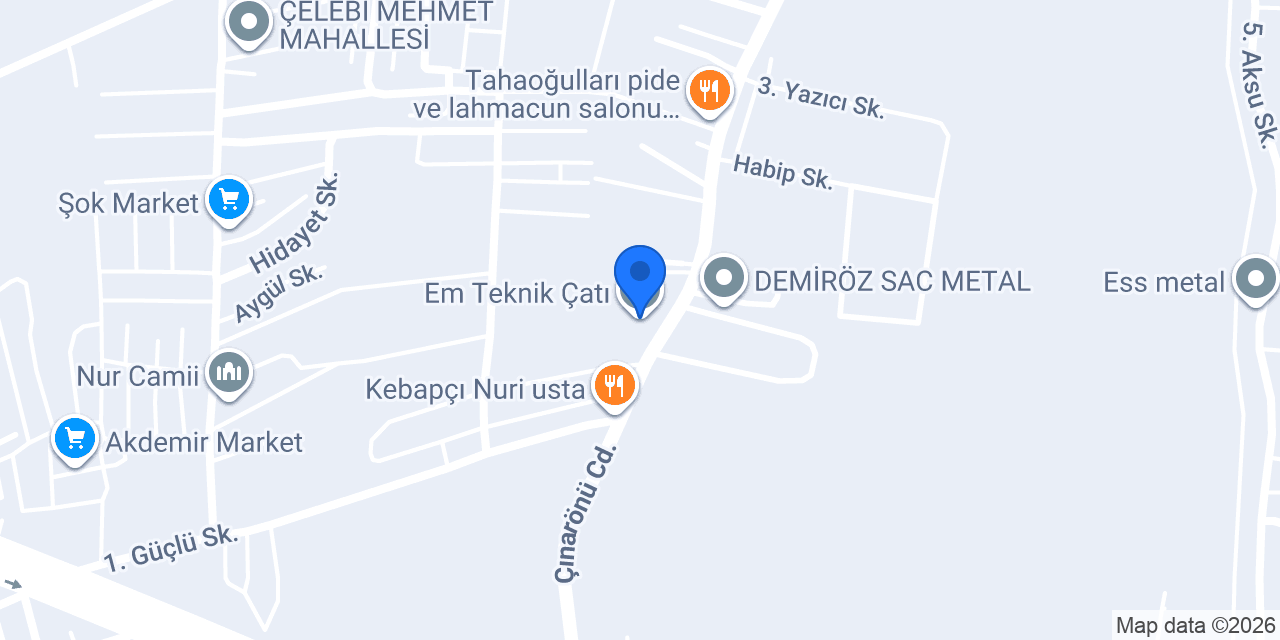 Em Teknik Çatı konumu
