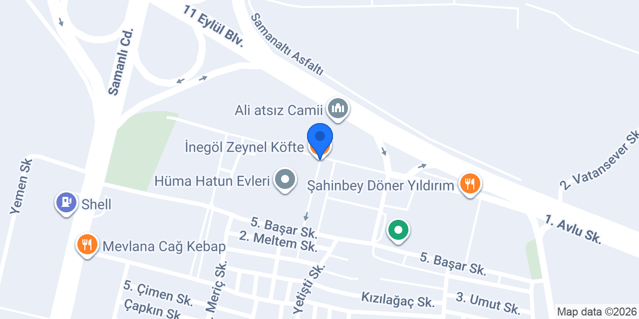 İnegöl Zeynel Köfte konumu