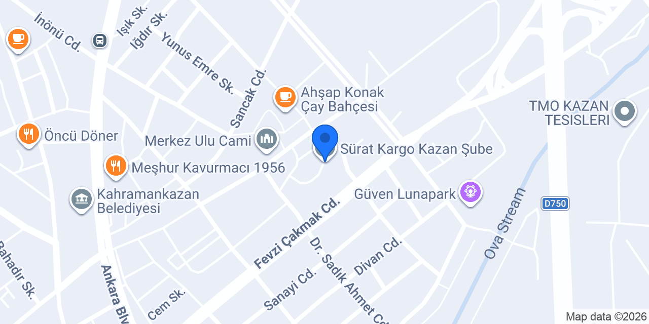 Sürat Kargo Ankara Merkez Şube konumu