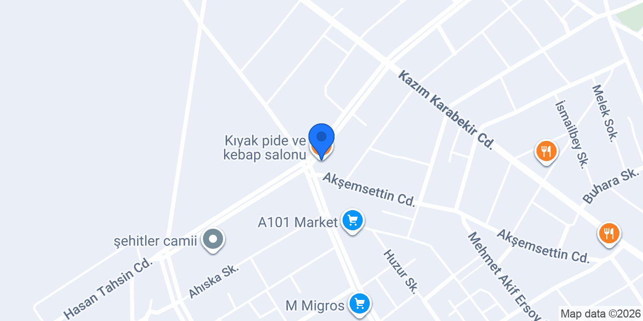 Kıyak pide ve kebap salonu konumu