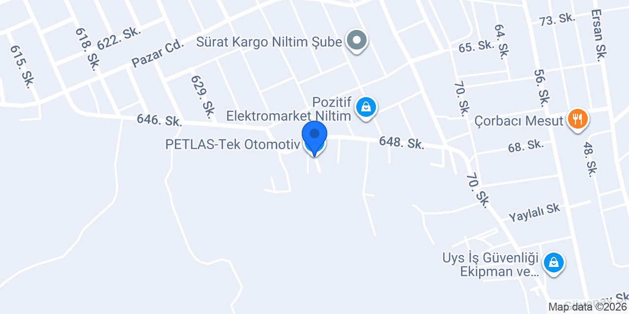 PETLAS-Tek Otomotiv konumu
