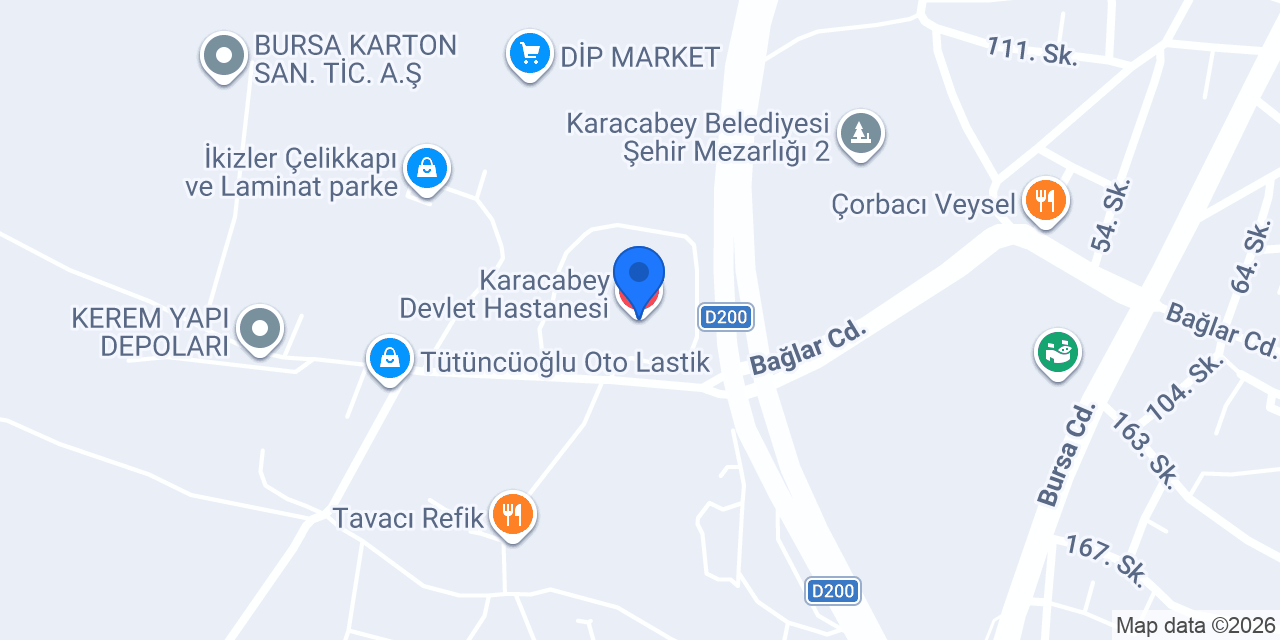 Karacabey Devlet Hastanesi konumu