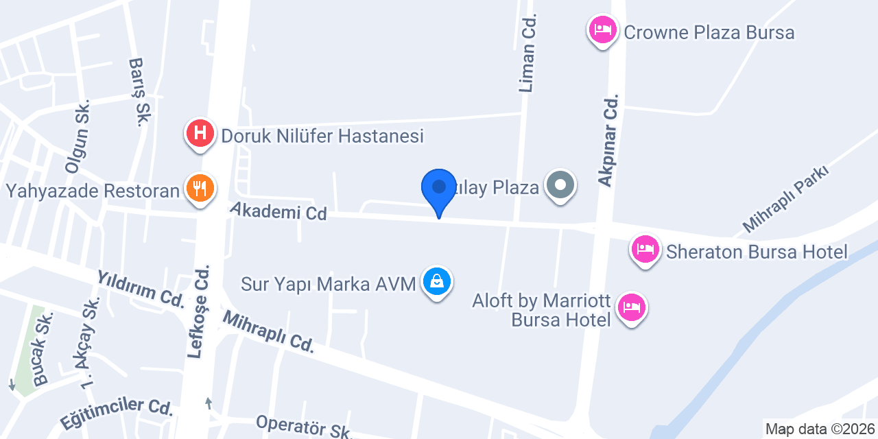 Çilek Konsept Bursa Sur Yapı Marka AVM konumu