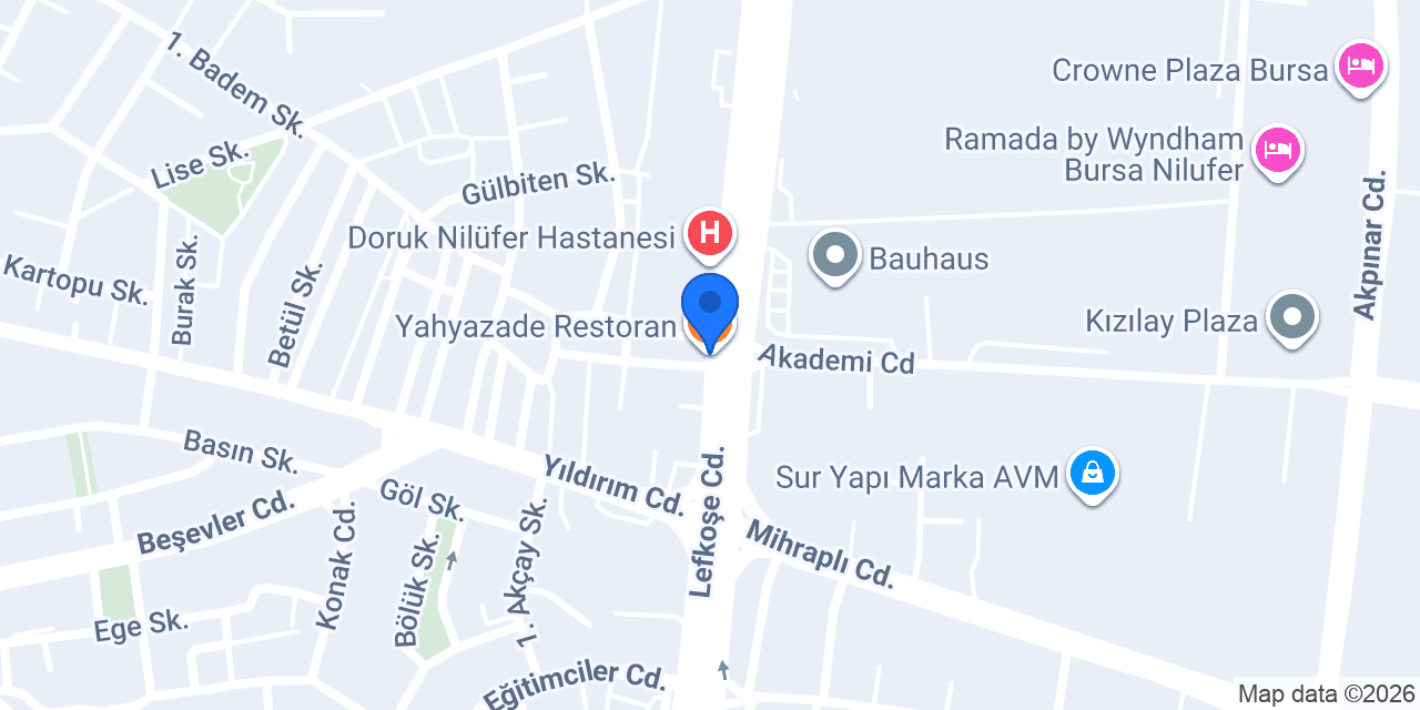 Yahyazade Restoran konumu