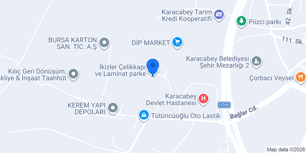 İkizler Çelikkapı ve Laminat parke konumu