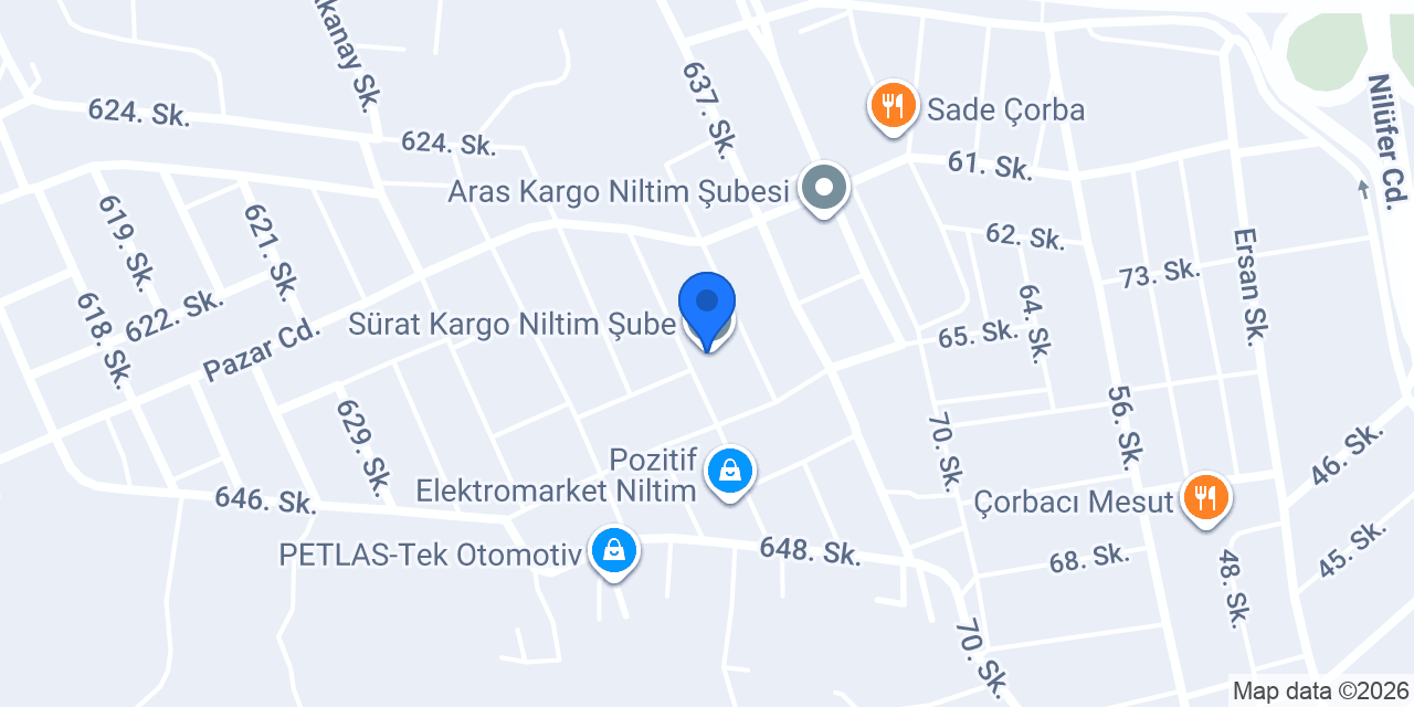Sürat Kargo Niltim Şube konumu