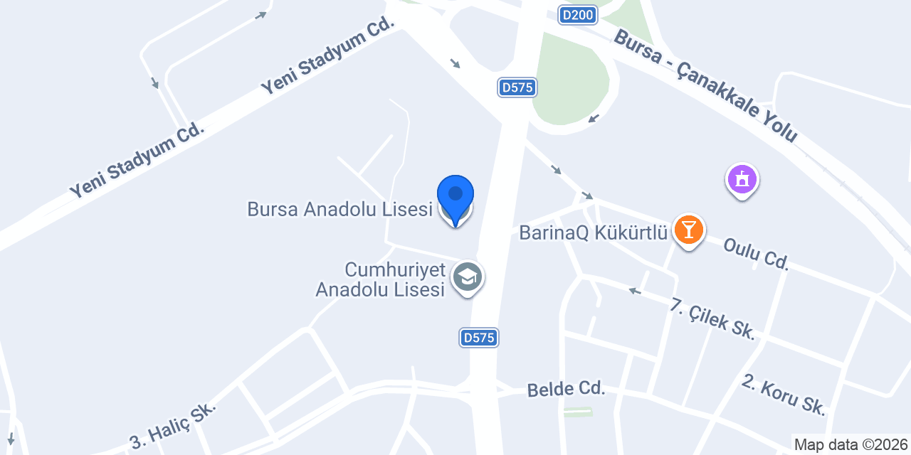 Bursa Anadolu Lisesi konumu
