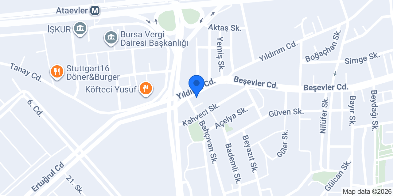 Türkiye İş Bankası Üçevler/Bursa Şubesi konumu