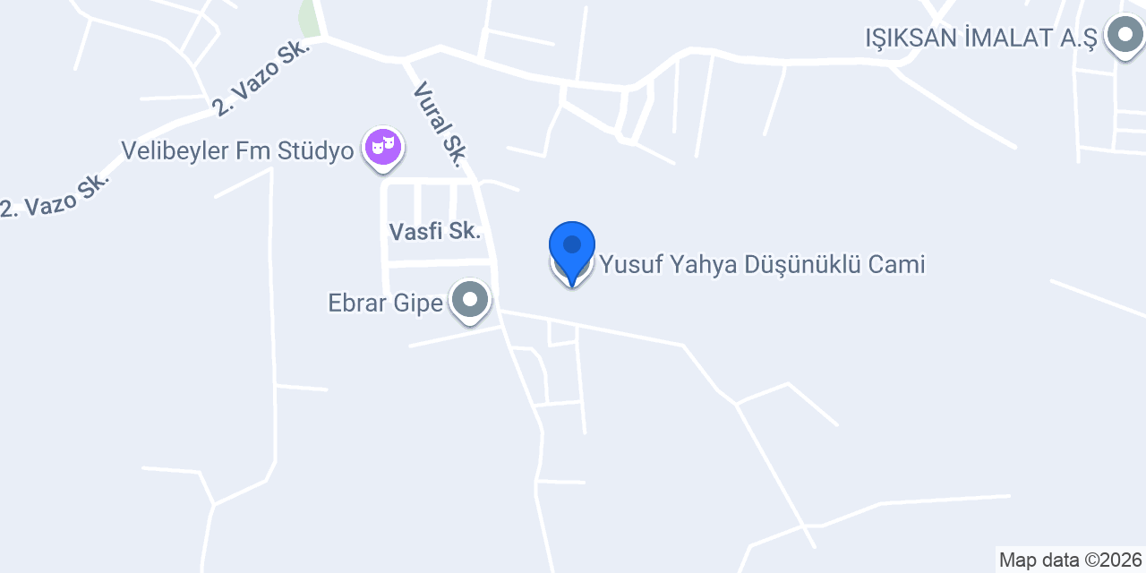 Yusuf Yahya Düşünüklü Cami konumu
