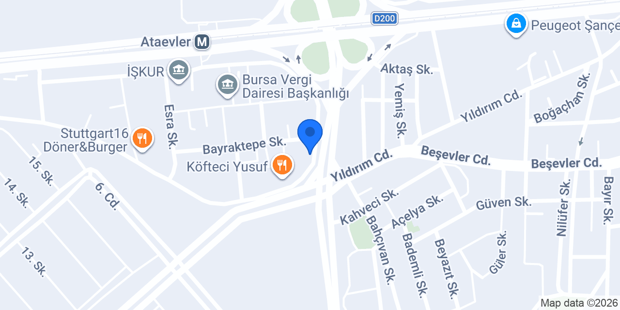 TEB Üçevler Şubesi konumu
