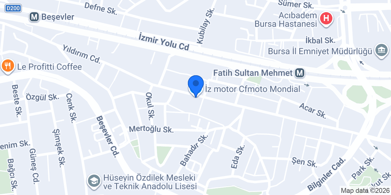 İz motor Cfmoto Mondial konumu