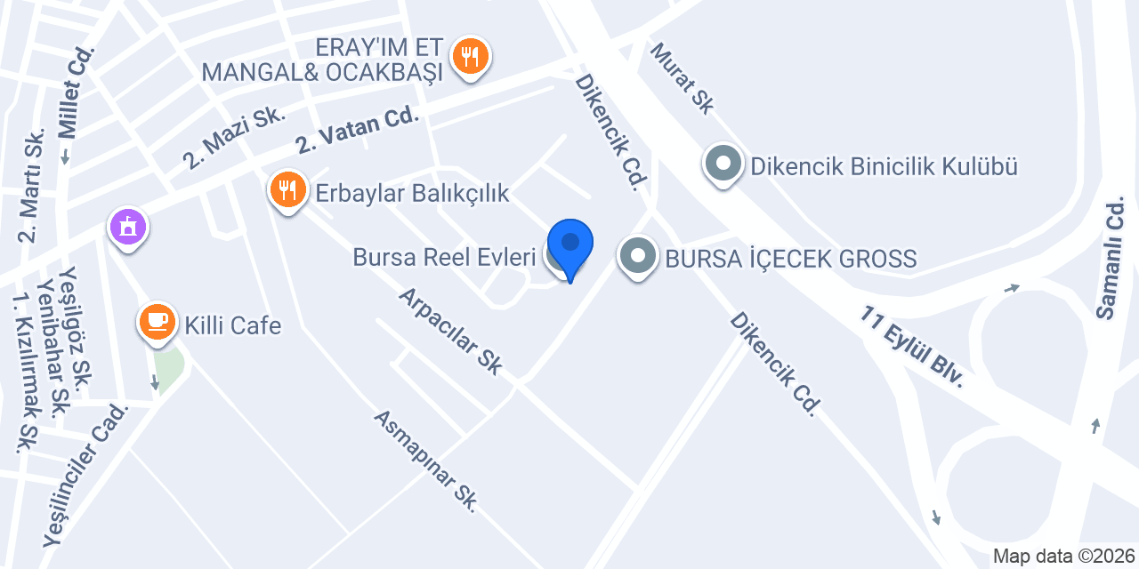 Bursa Reel Evleri konumu
